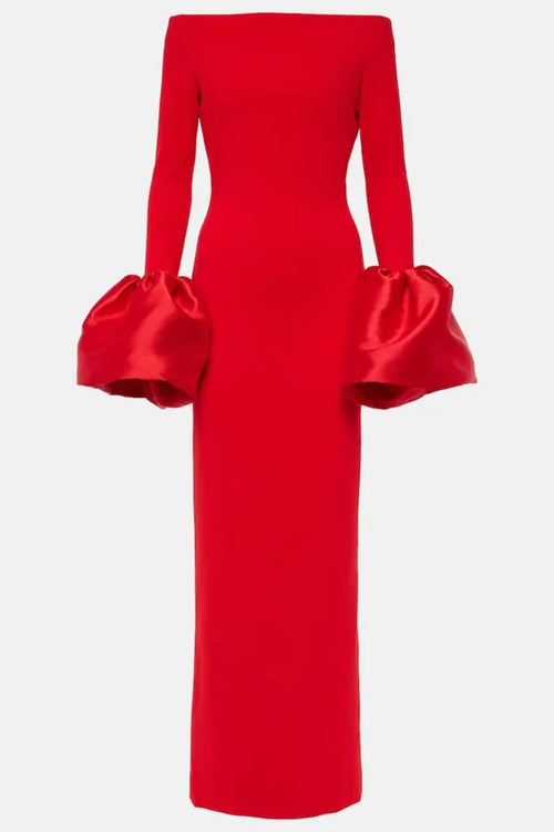 Floria Off Shoulder Oversized Cuffs Maxi Dress