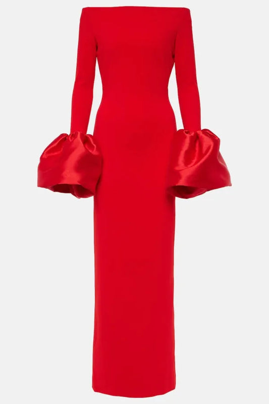 Floria Off Shoulder Oversized Cuffs Maxi Dress