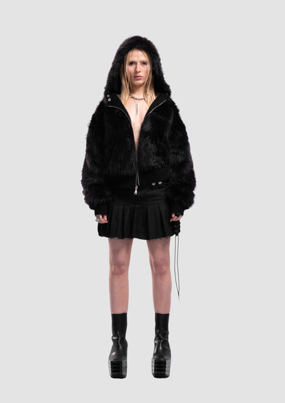 LUSH YETI FUR REVERSIBLE ZIP HOODIE JACKET