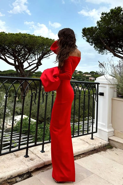 Floria Off Shoulder Oversized Cuffs Maxi Dress