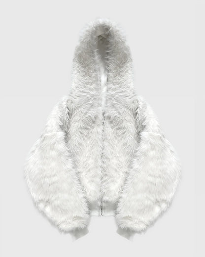 LUSH YETI FUR REVERSIBLE ZIP HOODIE JACKET