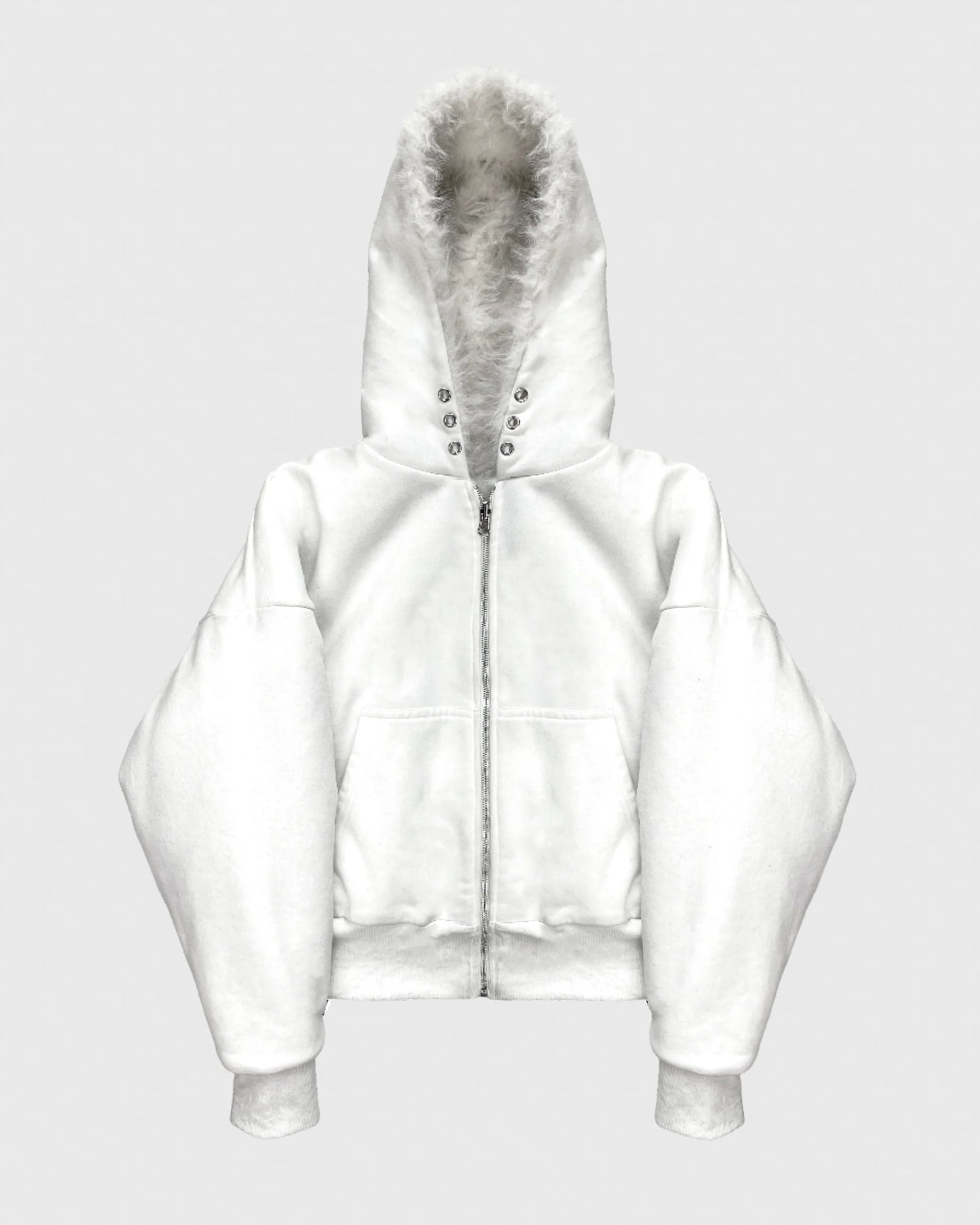 LUSH YETI FUR REVERSIBLE ZIP HOODIE JACKET
