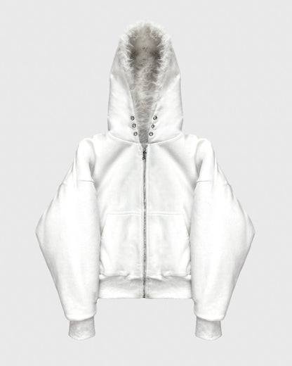 LUSH YETI FUR REVERSIBLE ZIP HOODIE JACKET