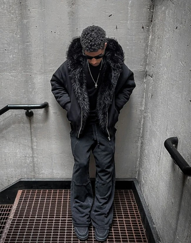 LUSH YETI FUR REVERSIBLE ZIP HOODIE JACKET
