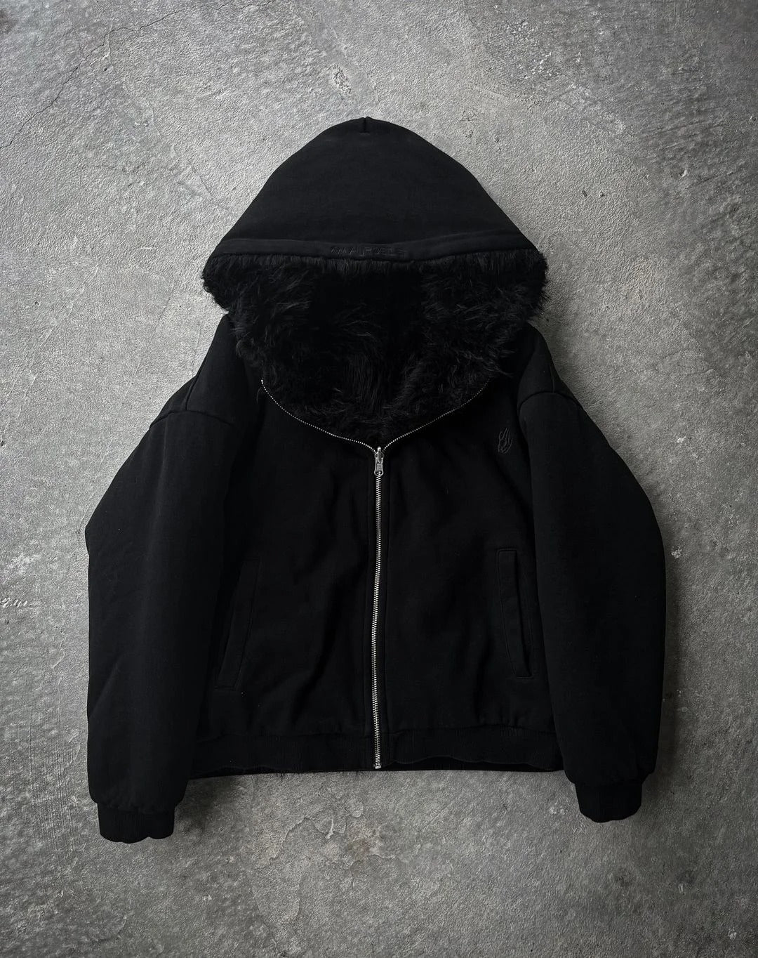 LUSH YETI FUR REVERSIBLE ZIP HOODIE JACKET