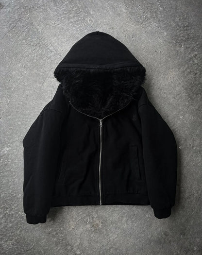 LUSH YETI FUR REVERSIBLE ZIP HOODIE JACKET