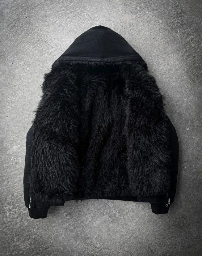 LUSH YETI FUR REVERSIBLE ZIP HOODIE JACKET