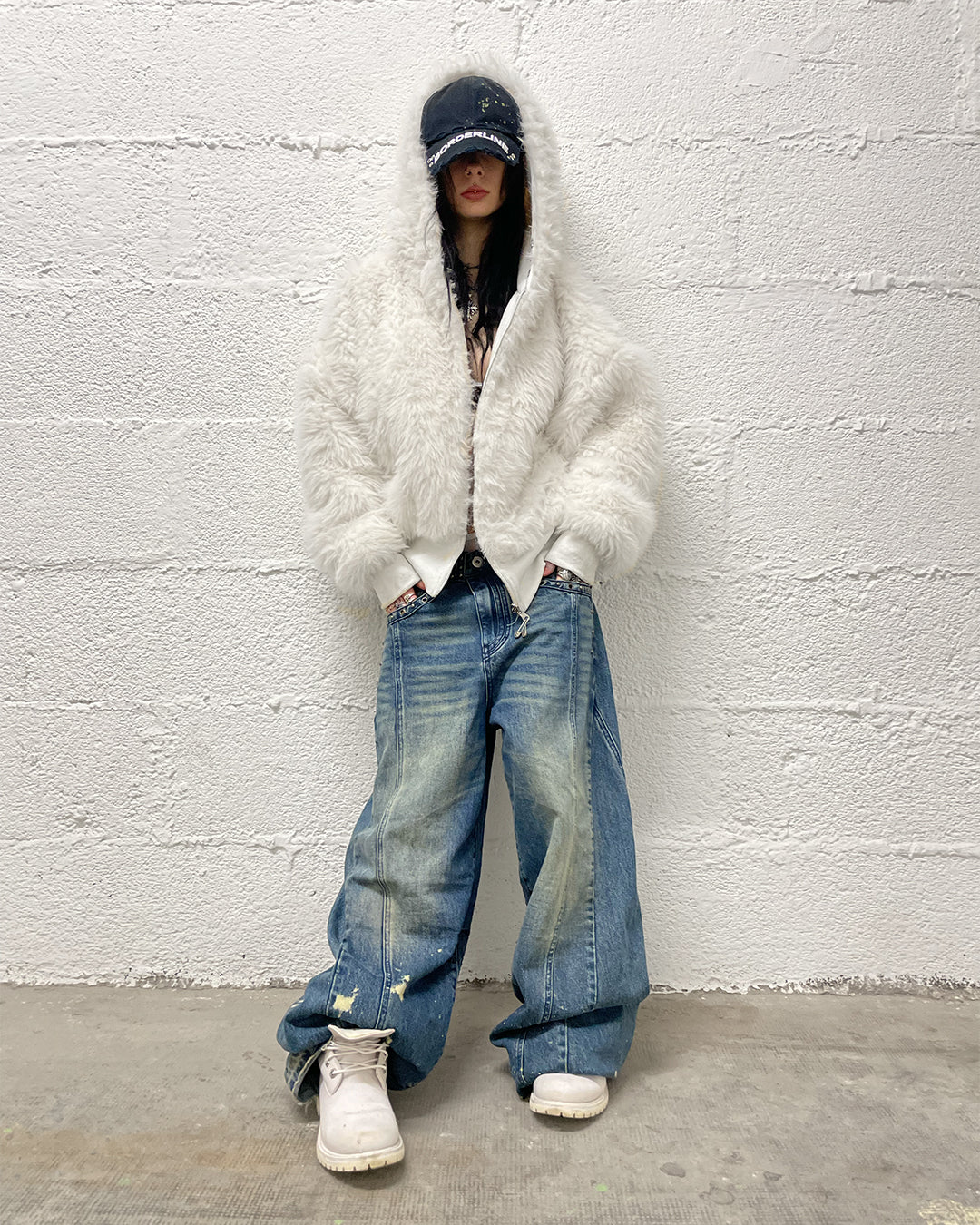 LUSH YETI FUR REVERSIBLE ZIP HOODIE JACKET